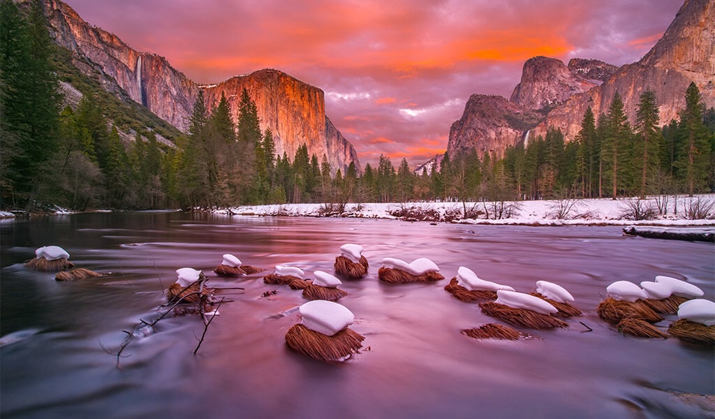 Valley View at Sunset in Yosemite Valley