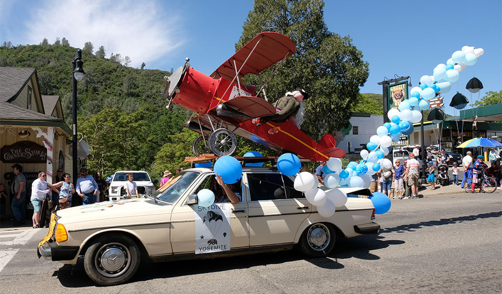 parade float from skydive yosemite