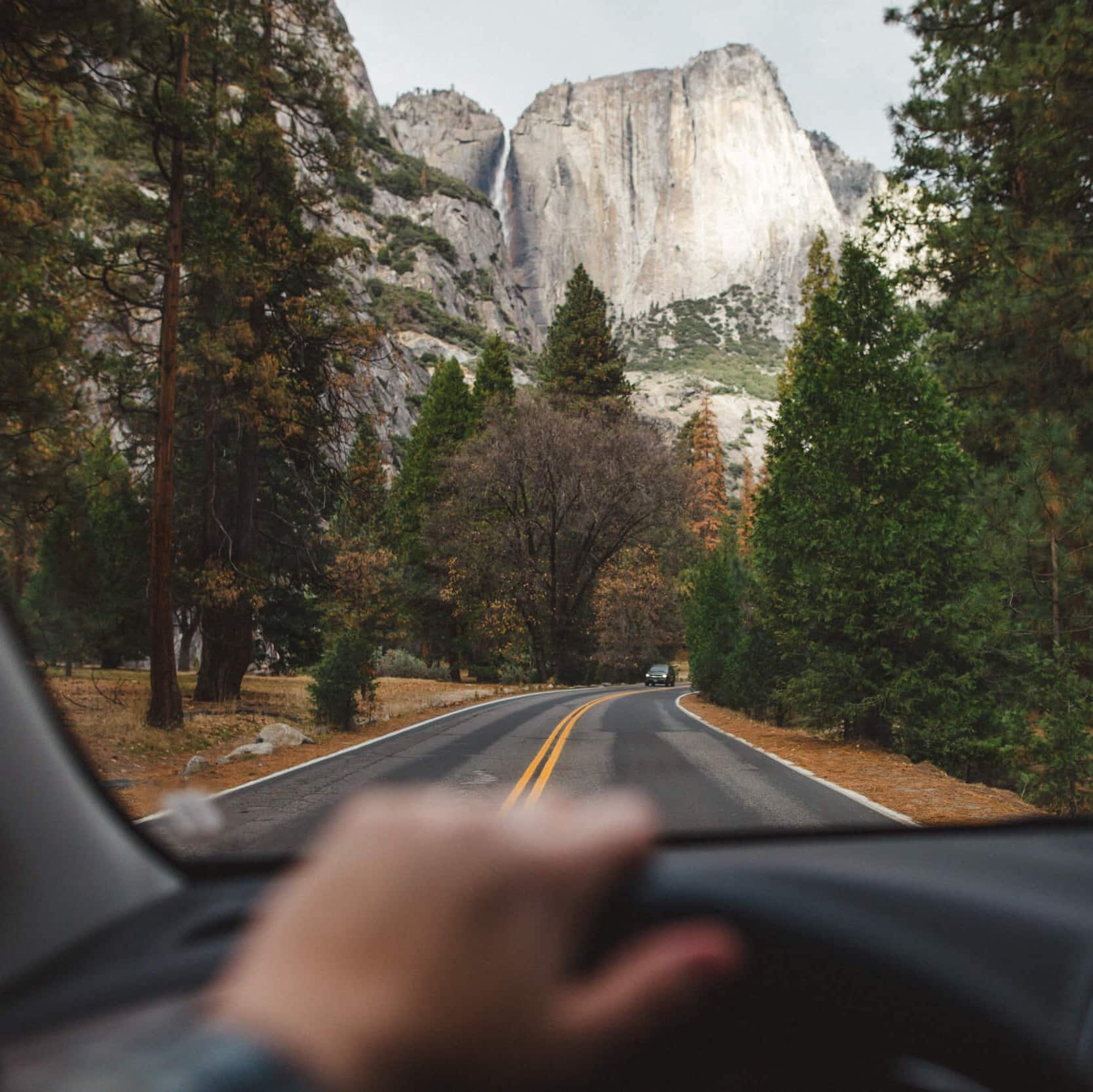 Yosemite Falls, Yosemite Valley, Inside Car, Driving