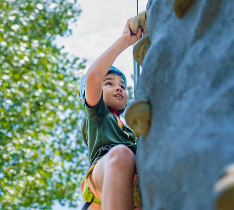 kid climbing at tenaya at yosemite