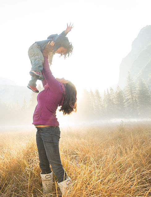 mother and child in Yosemite Valley