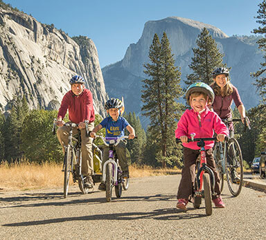 family biking in Yosemite Valley