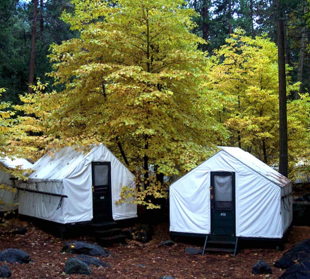 Curry Village tent cabins in fall