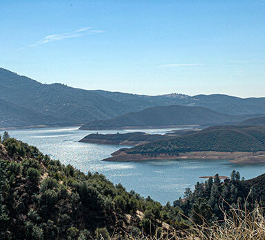 Looking down at Lake McClure