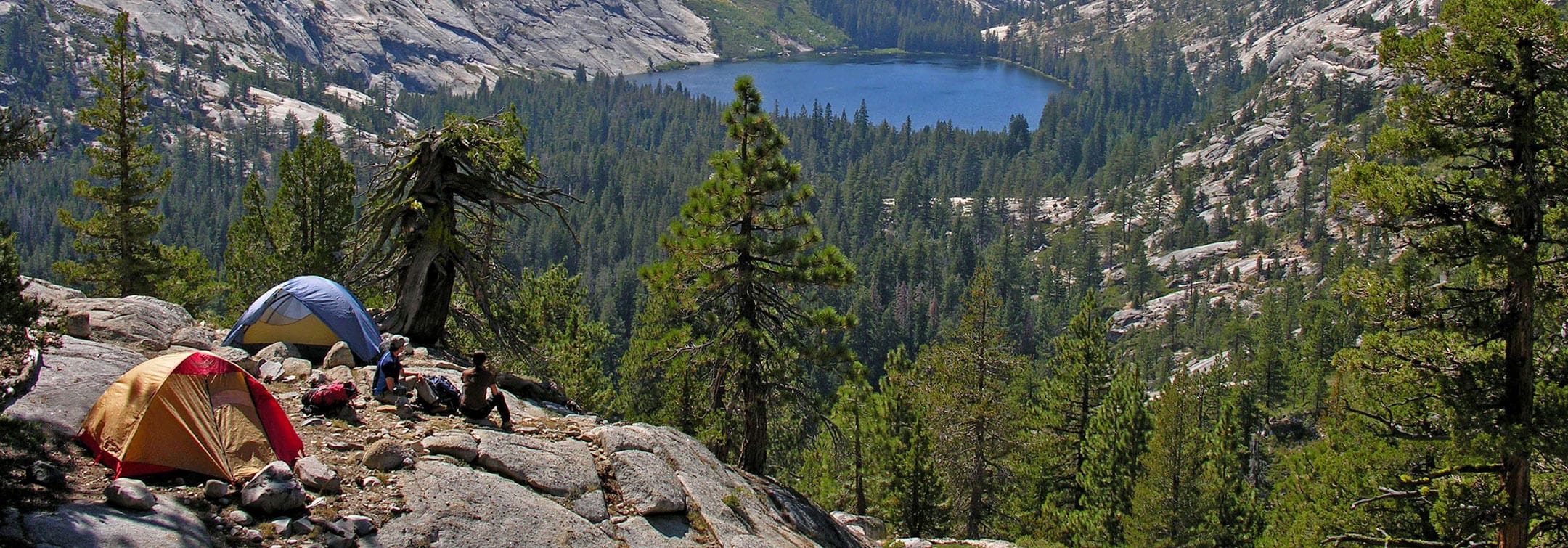 Backpackers at camp above Merced Lake