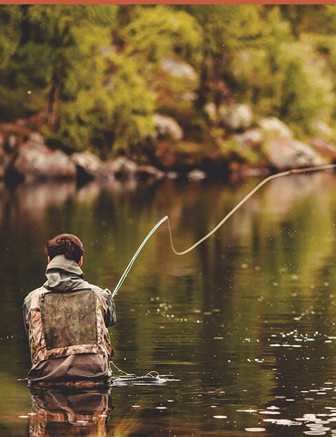 Man fly fishing on the river