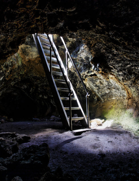 Ladder leading into Mushpot Cave, Lava Beds National Monument