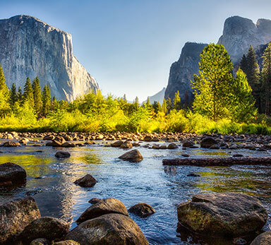 Morning light at Valley View in Yosemite Valley