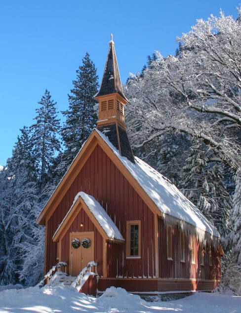 Yosemite Chapel in winter