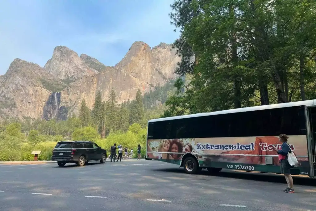 Extranomical tour bus in yosemite