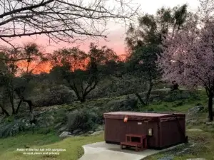 sunset view with hot tub