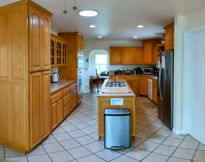 wood kitchen with island