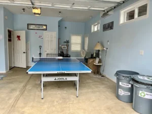 garage with ping pong table