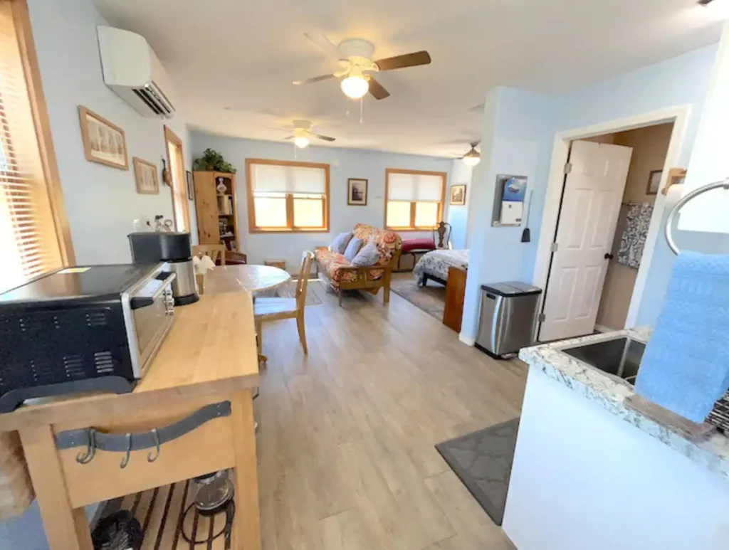 open area from kitchen looking into living area