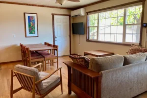 living room with seating and television