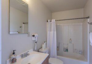 bathroom with bath tub and shower