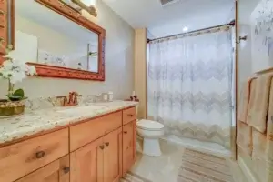 kitchen with shower and vanity