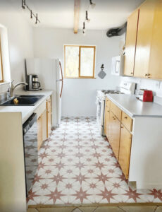 kitchen with star pattern flooring