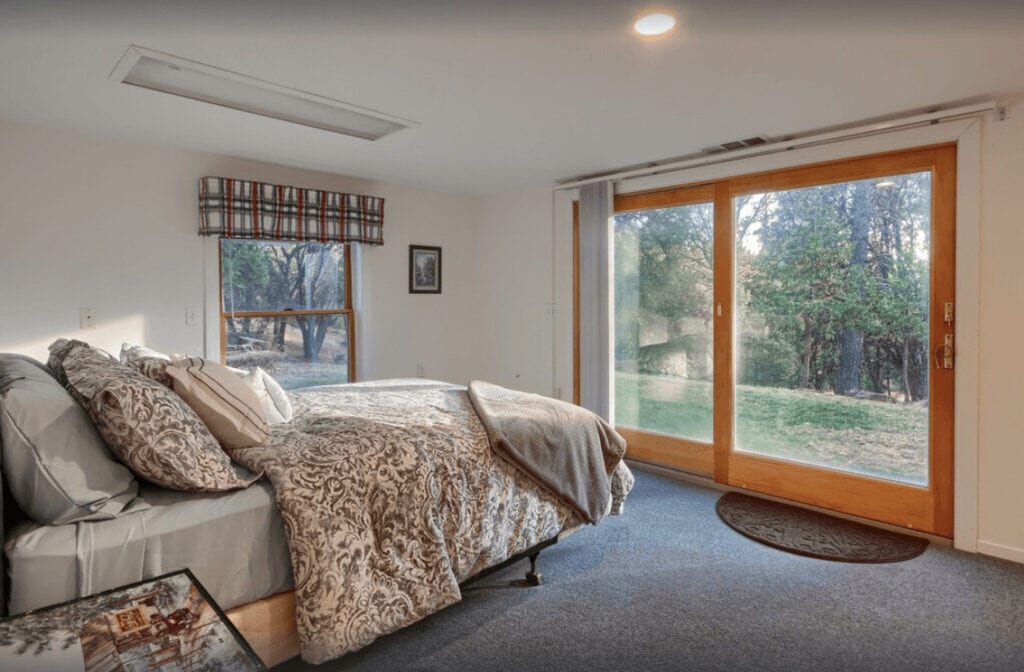 bedroom with large doors