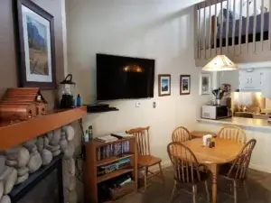 television and fireplace