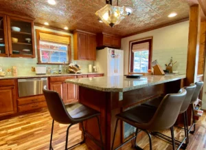 kitchen with bar seat dining