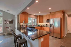 kitchen with wood cabinets