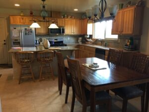 kitchen and dining area,