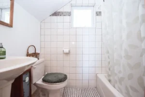 bathroom with shower and tub