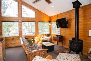 living room with seating and television