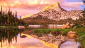 Sunset at Cathedral Lakes in Tuolumne