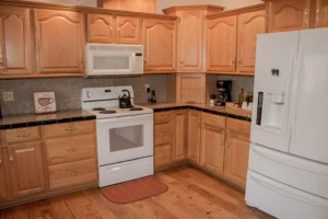 kitchen with wood cabinets