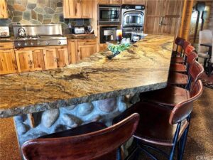 kitchen with island bar seating