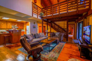 living room with seating and television