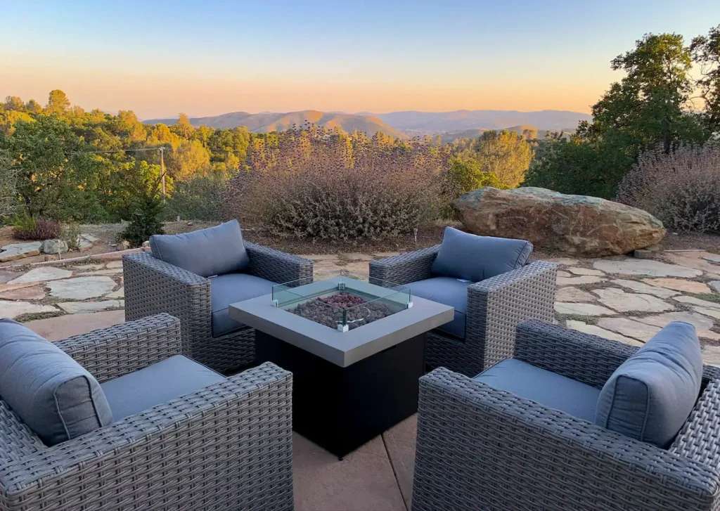 outdoor fire pit and patio seating