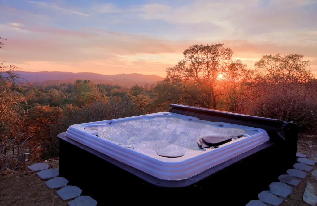 hot tub at sunset