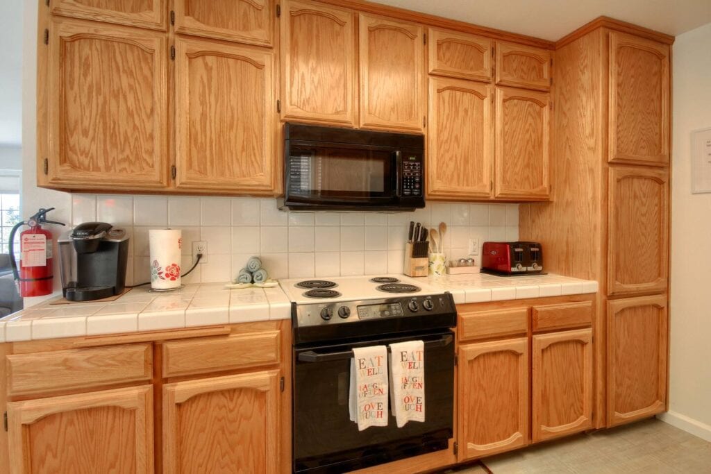 kitchen with wood cabinets