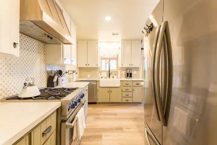 kitchen with white cabinets