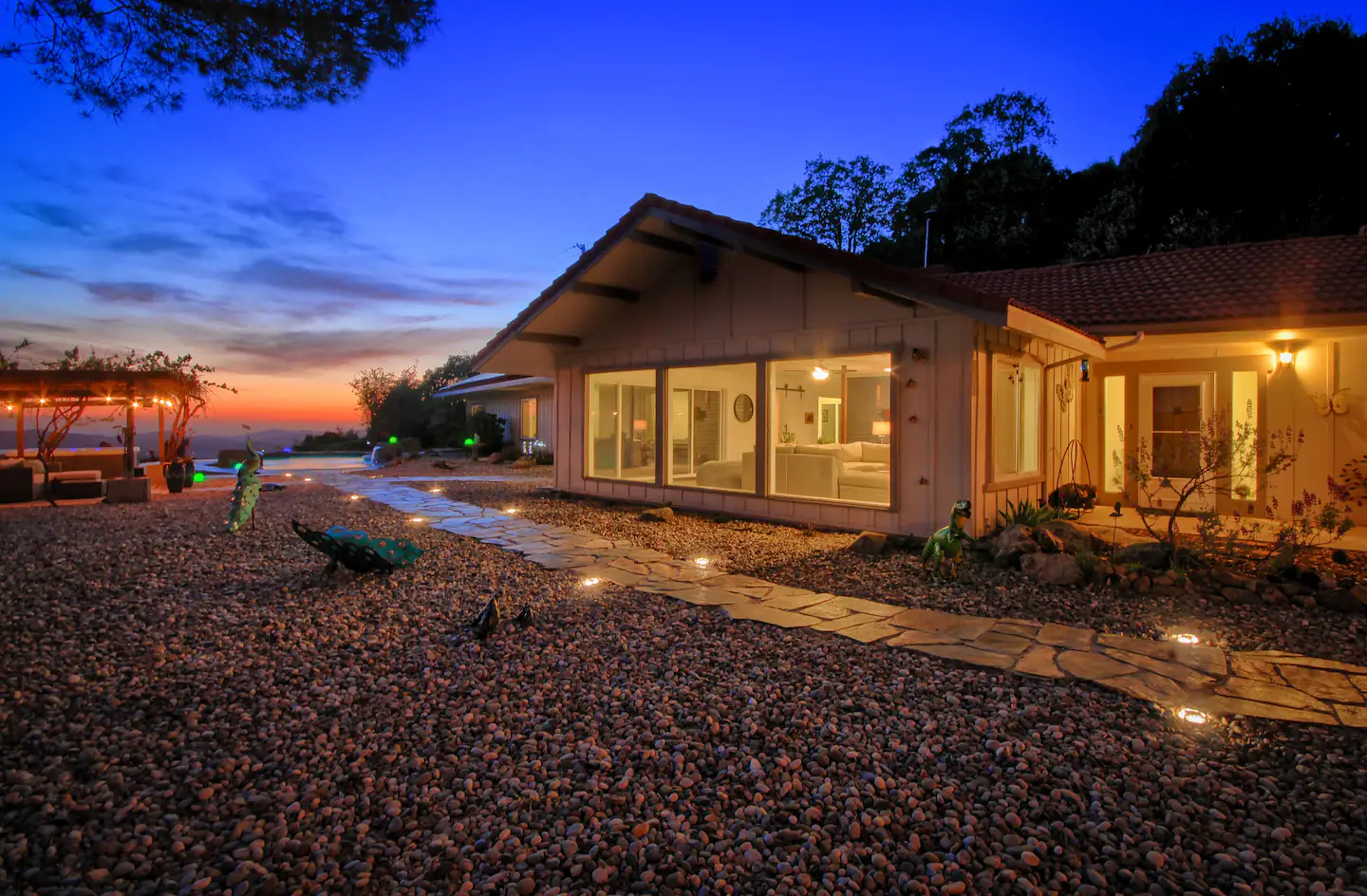 exteior of house at night