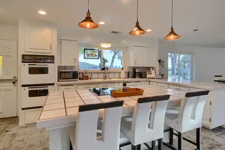 kitchen with white cabinets