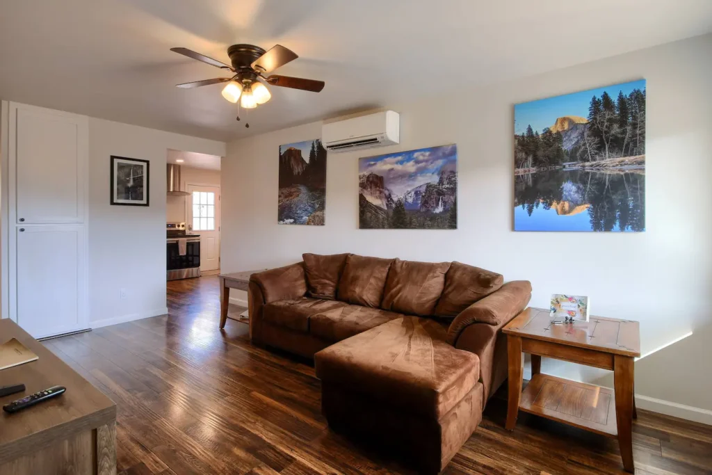 living room with couches and television