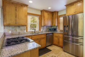 kitchen with wood cabinets