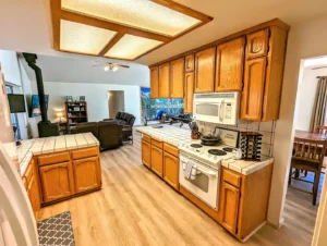 kitchen with wood cabinets