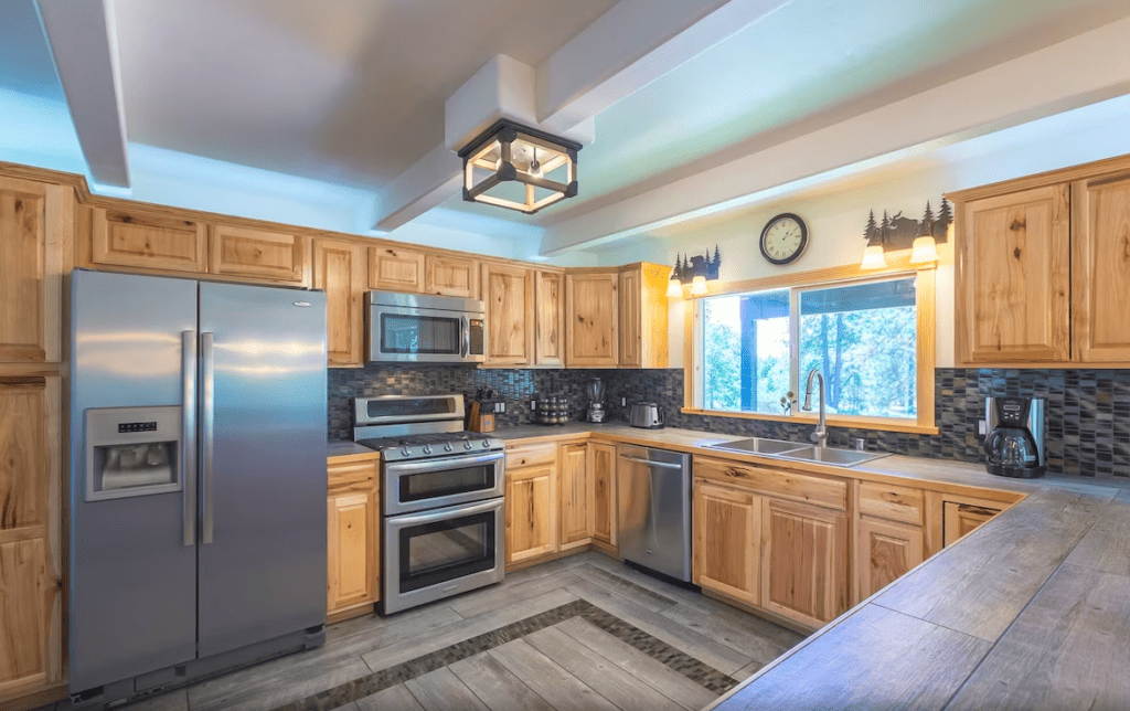 kitchen with wood cabinets