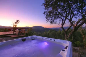 hot tub at sunset