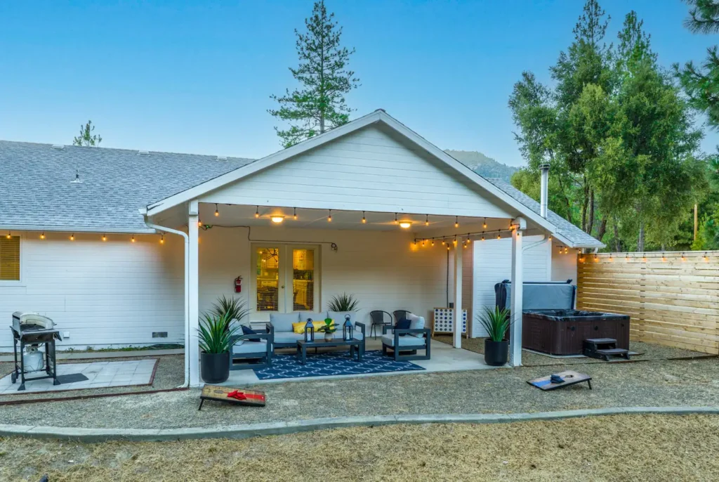 backyard with patio and yard games