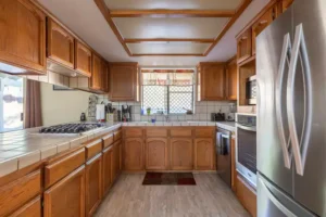 kitchen with wood cabinets