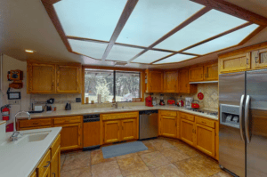 kitchen with wood cabinets