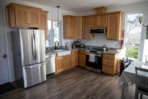 kitchen with wood cabinets