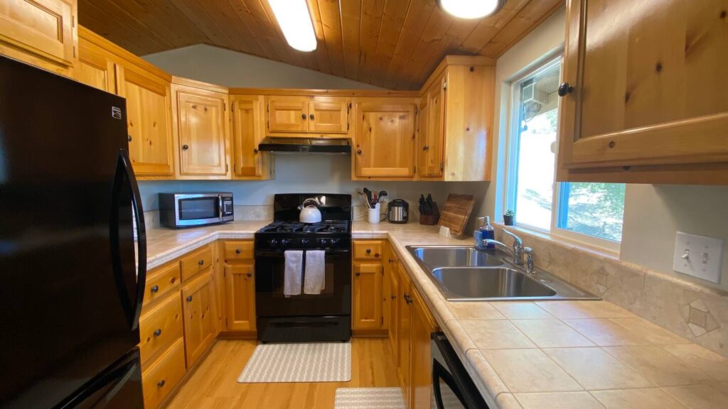 kitchen with wood cabinets