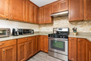 kitchen with wood cabinets